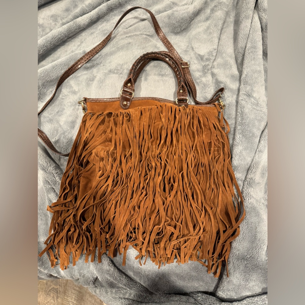 Brown fringe purse(arm, shoulder, or crossbody)